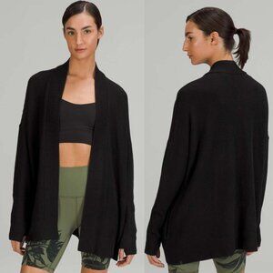Lululemon Black OS Drop-Shoulder Knit Wrap Cardigan Sweater 26434